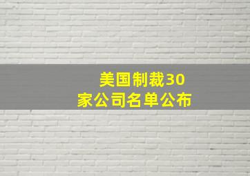 美国制裁30家公司名单公布