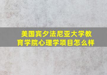 美国宾夕法尼亚大学教育学院心理学项目怎么样