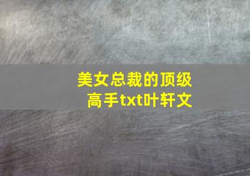 美女总裁的顶级高手txt叶轩文