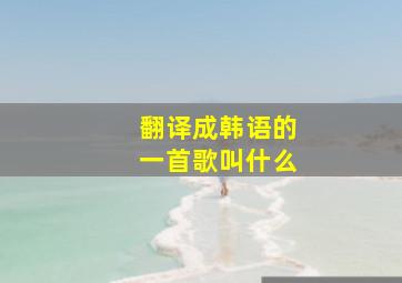 翻译成韩语的一首歌叫什么