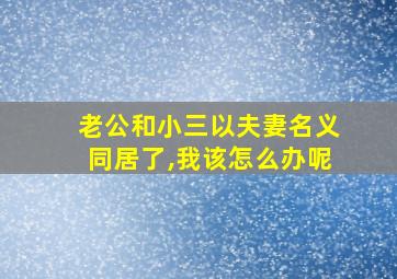 老公和小三以夫妻名义同居了,我该怎么办呢