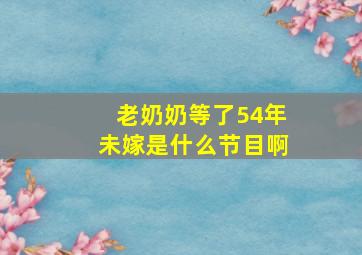 老奶奶等了54年未嫁是什么节目啊