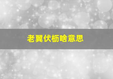 老翼伏枥啥意思