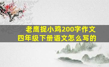 老鹰捉小鸡200字作文四年级下册语文怎么写的