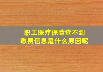 职工医疗保险查不到缴费信息是什么原因呢