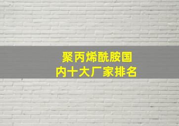 聚丙烯酰胺国内十大厂家排名