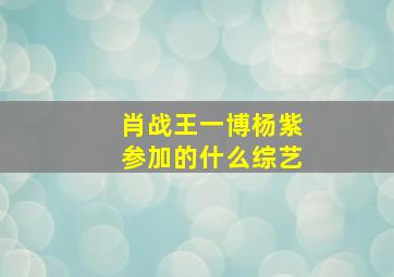 肖战王一博杨紫参加的什么综艺