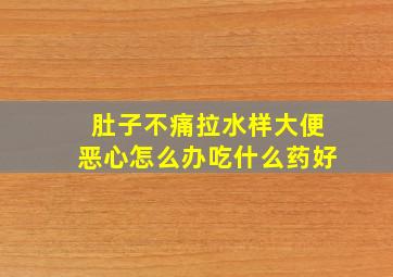 肚子不痛拉水样大便恶心怎么办吃什么药好