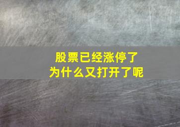 股票已经涨停了为什么又打开了呢