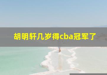 胡明轩几岁得cba冠军了