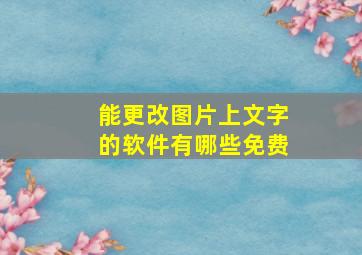 能更改图片上文字的软件有哪些免费