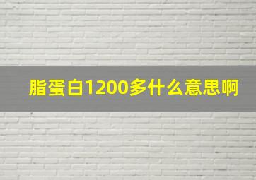 脂蛋白1200多什么意思啊