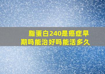 脂蛋白240是癌症早期吗能治好吗能活多久