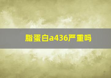 脂蛋白a436严重吗