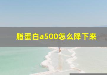 脂蛋白a500怎么降下来