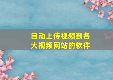 自动上传视频到各大视频网站的软件