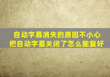 自动字幕消失的原因不小心把自动字墓关闭了怎么能复好