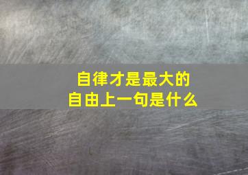 自律才是最大的自由上一句是什么