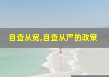 自查从宽,自查从严的政策