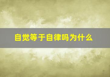 自觉等于自律吗为什么