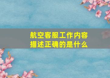 航空客服工作内容描述正确的是什么