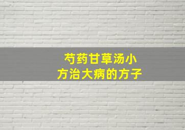 芍药甘草汤小方治大病的方子