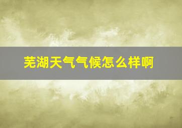 芜湖天气气候怎么样啊