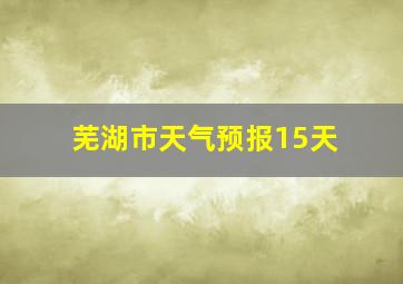 芜湖市天气预报15天