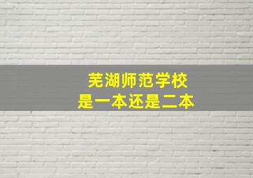 芜湖师范学校是一本还是二本