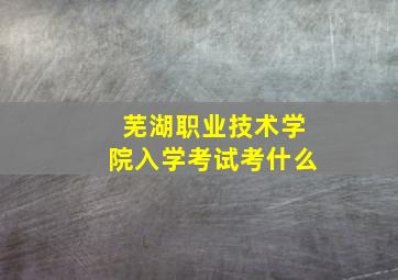 芜湖职业技术学院入学考试考什么