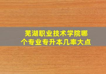 芜湖职业技术学院哪个专业专升本几率大点