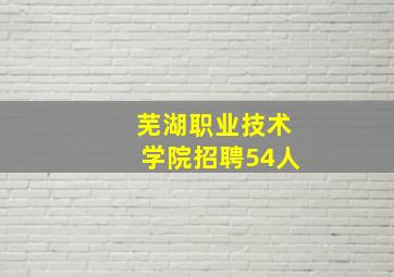 芜湖职业技术学院招聘54人