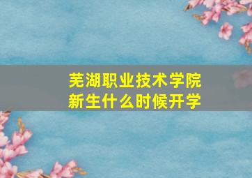 芜湖职业技术学院新生什么时候开学