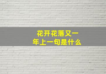 花开花落又一年上一句是什么