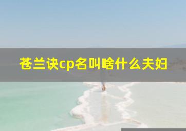 苍兰诀cp名叫啥什么夫妇