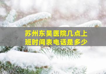 苏州东吴医院几点上班时间表电话是多少