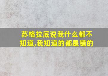 苏格拉底说我什么都不知道,我知道的都是错的