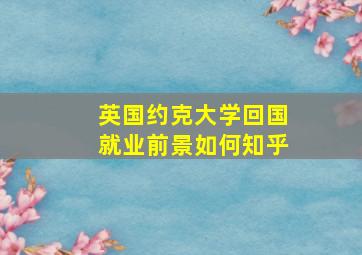 英国约克大学回国就业前景如何知乎