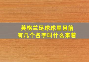 英格兰足球球星目前有几个名字叫什么来着