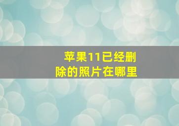 苹果11已经删除的照片在哪里