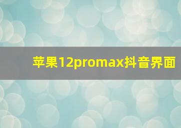 苹果12promax抖音界面