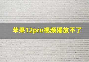 苹果12pro视频播放不了