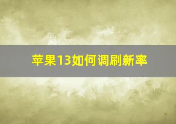 苹果13如何调刷新率