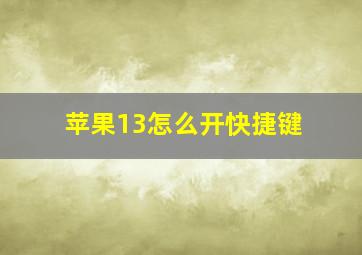 苹果13怎么开快捷键