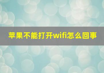 苹果不能打开wifi怎么回事