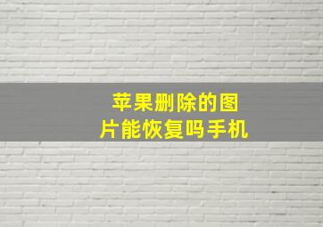 苹果删除的图片能恢复吗手机