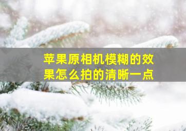 苹果原相机模糊的效果怎么拍的清晰一点