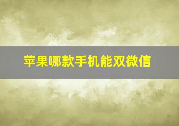 苹果哪款手机能双微信