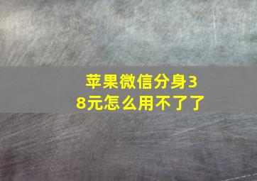 苹果微信分身38元怎么用不了了