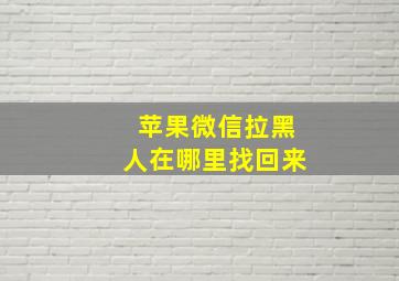 苹果微信拉黑人在哪里找回来